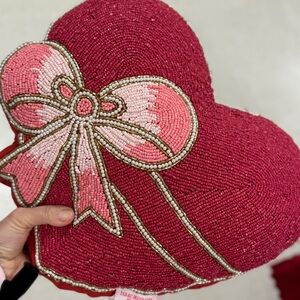 Isaac Mizrahi Heart-Shaped Clutch - Red and Pink Beaded Design